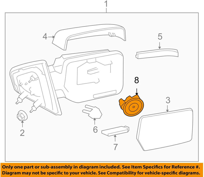 6U5z17d696d Power Side View Mirror Motor, Oem Ford, Left Or Right, W/ Memory
