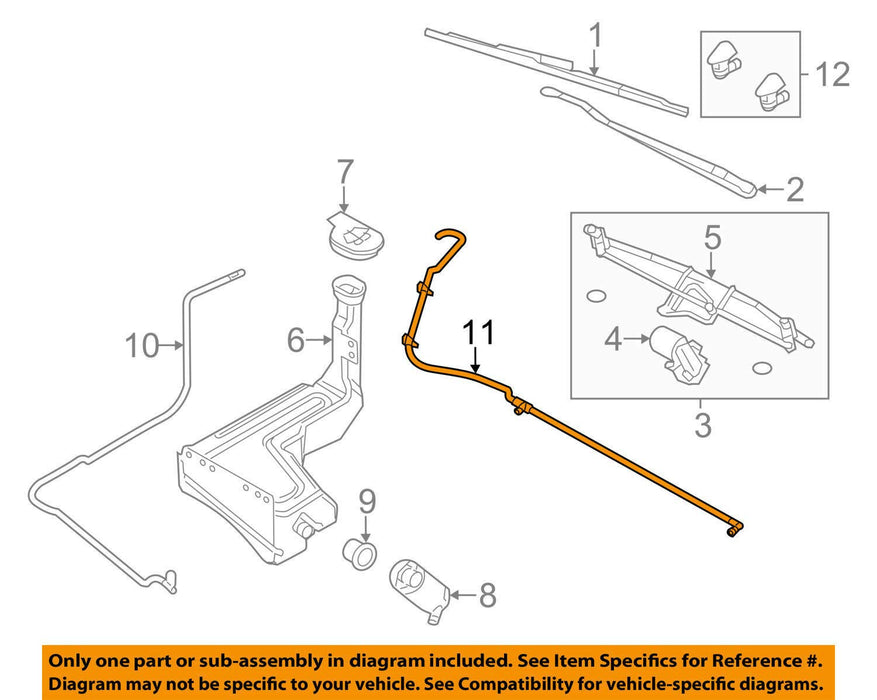 Ford 2011-16 F250 F350 Super Duty Windshield Washer Fluid Nozzle Rubber Hose OEM
